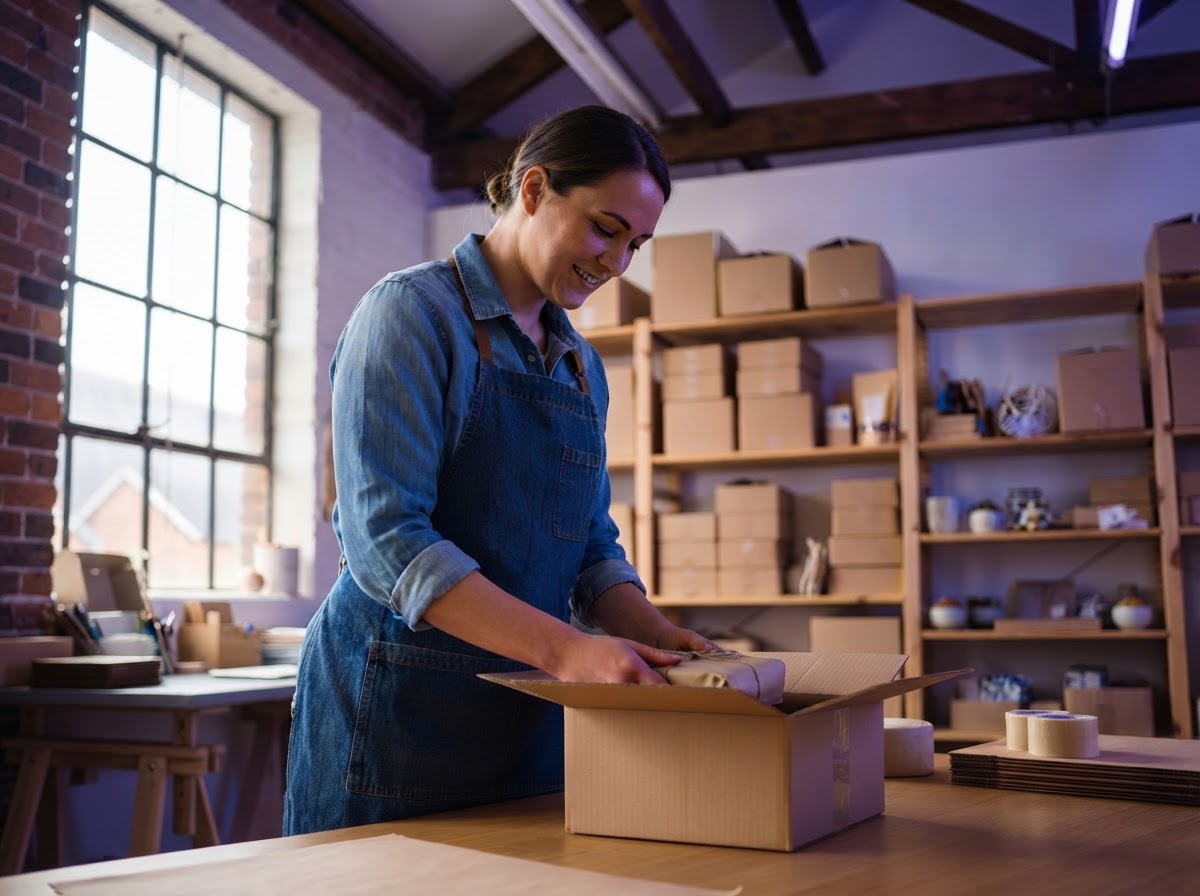 Ecommerce owner preparing customer orders